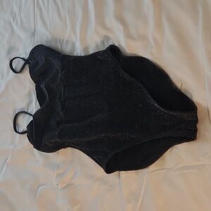 Sun Streak Woman's One Piece Swim Suit, Black Metallic Size 10